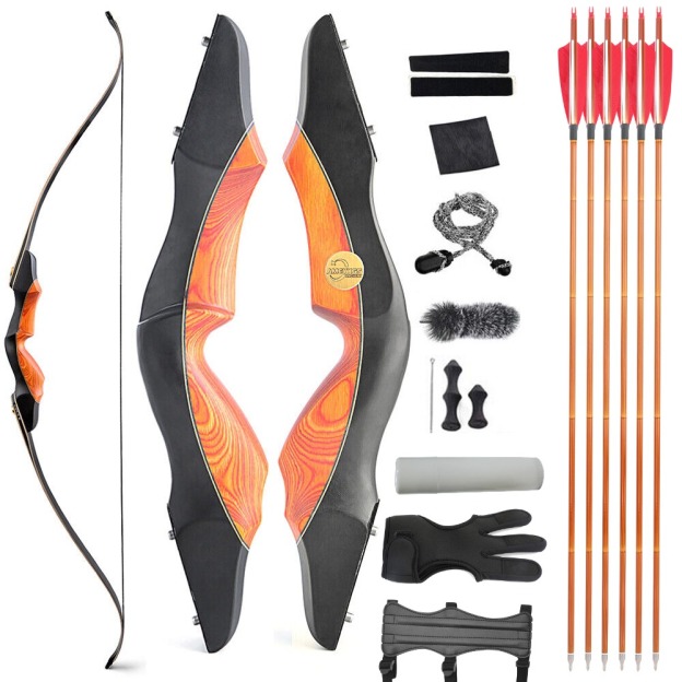 Takedown Recurve Bow Arrow Set 60" 25-60lb Archery Hunting