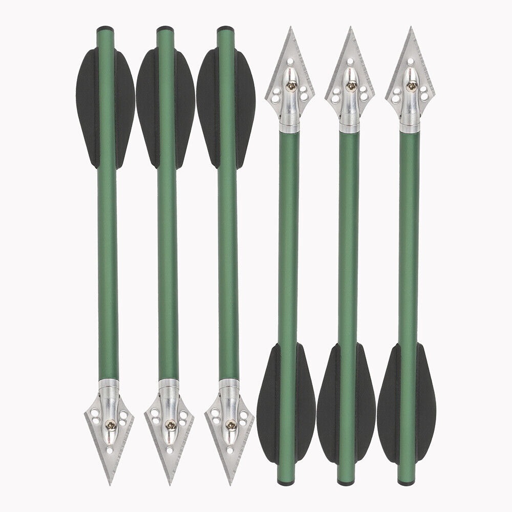 6.3 inch Aluminum Crossbow Bolts Arrows Blade Broadhead Vanes Hunting