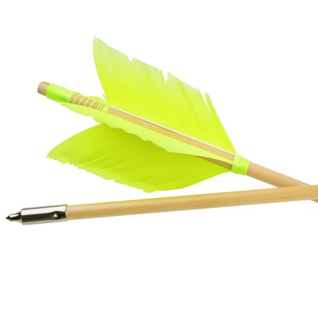 Archery Wooden Arrows Flu-Flu 32" Feathers Traditional Longbow Target