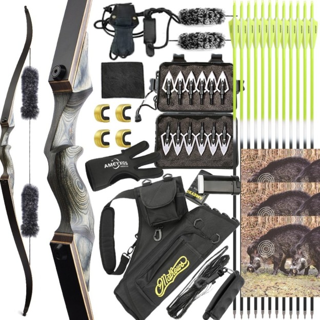 Black Hunter Takedown Recurve Bow Hunting Set 60" LH RH