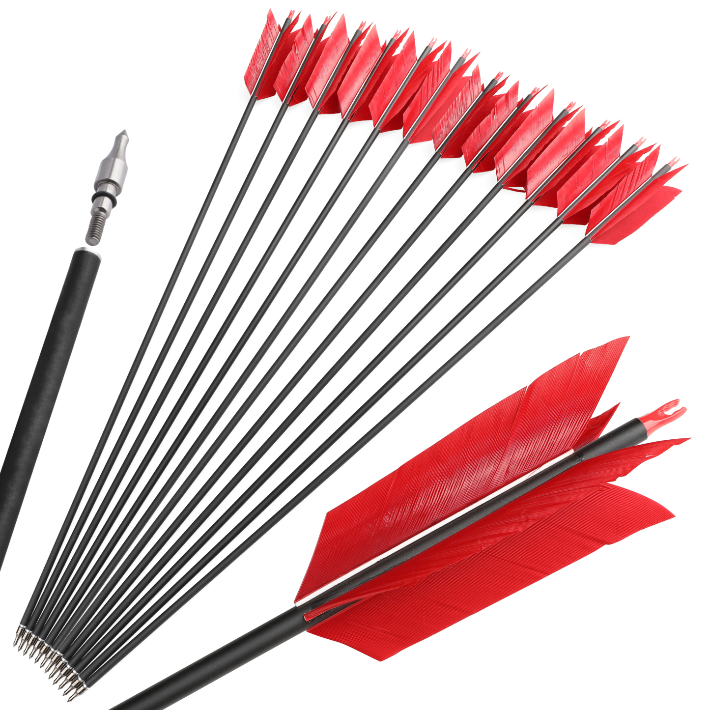 33'' Bamboo Arrows Turkey FLU-FLU Feather Traditional Bow Hunting