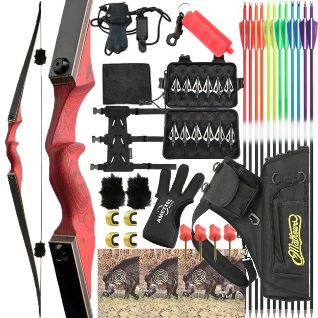 Black Hunter Takedown Longbow Hunting Bow Set 60" 20-60lbs LH RH