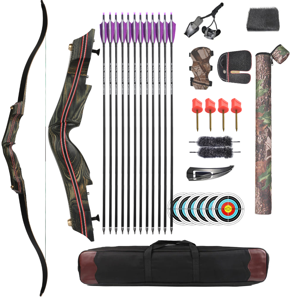 62" Takedown Recurve Bow 30-60lbs Wooden Riser American Hunting