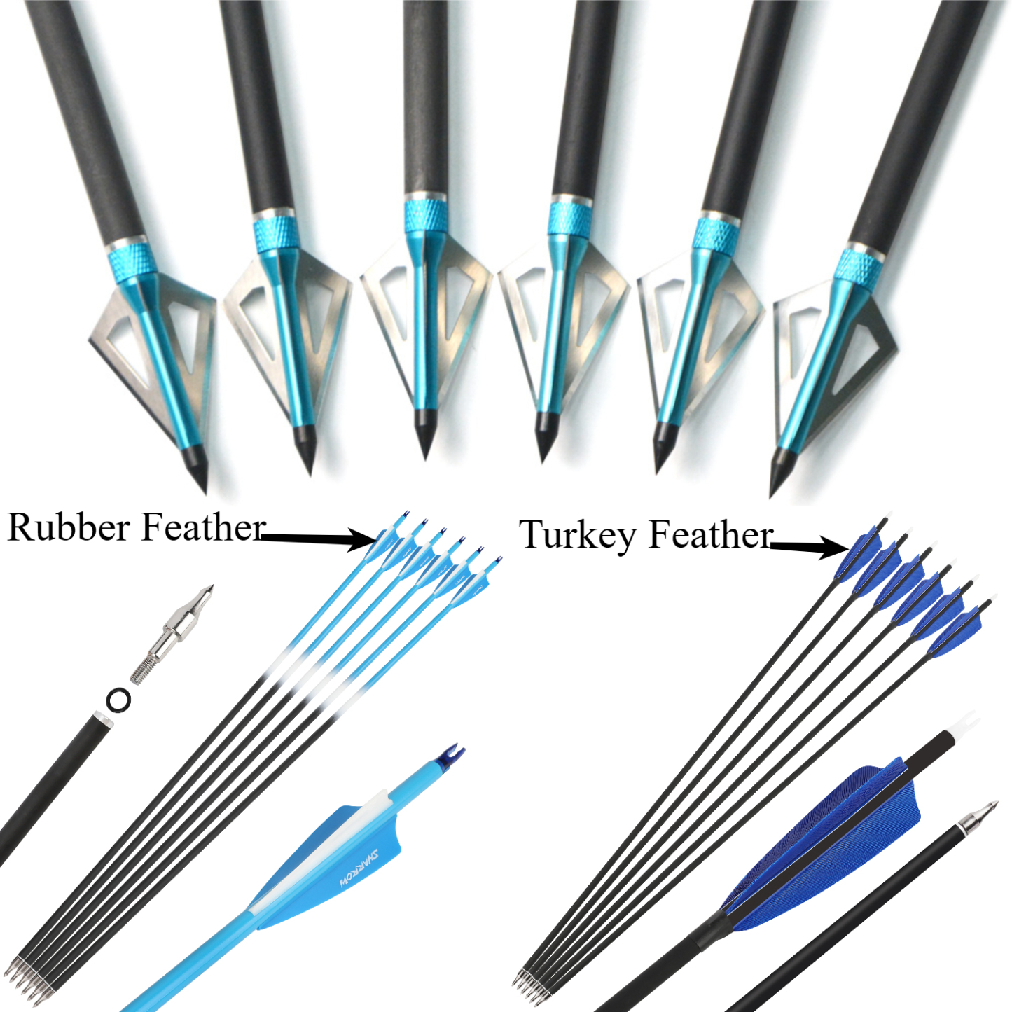 Black Hunter Takedown Recurve Bow Set Hunting 60" 20-60lbs LH RH