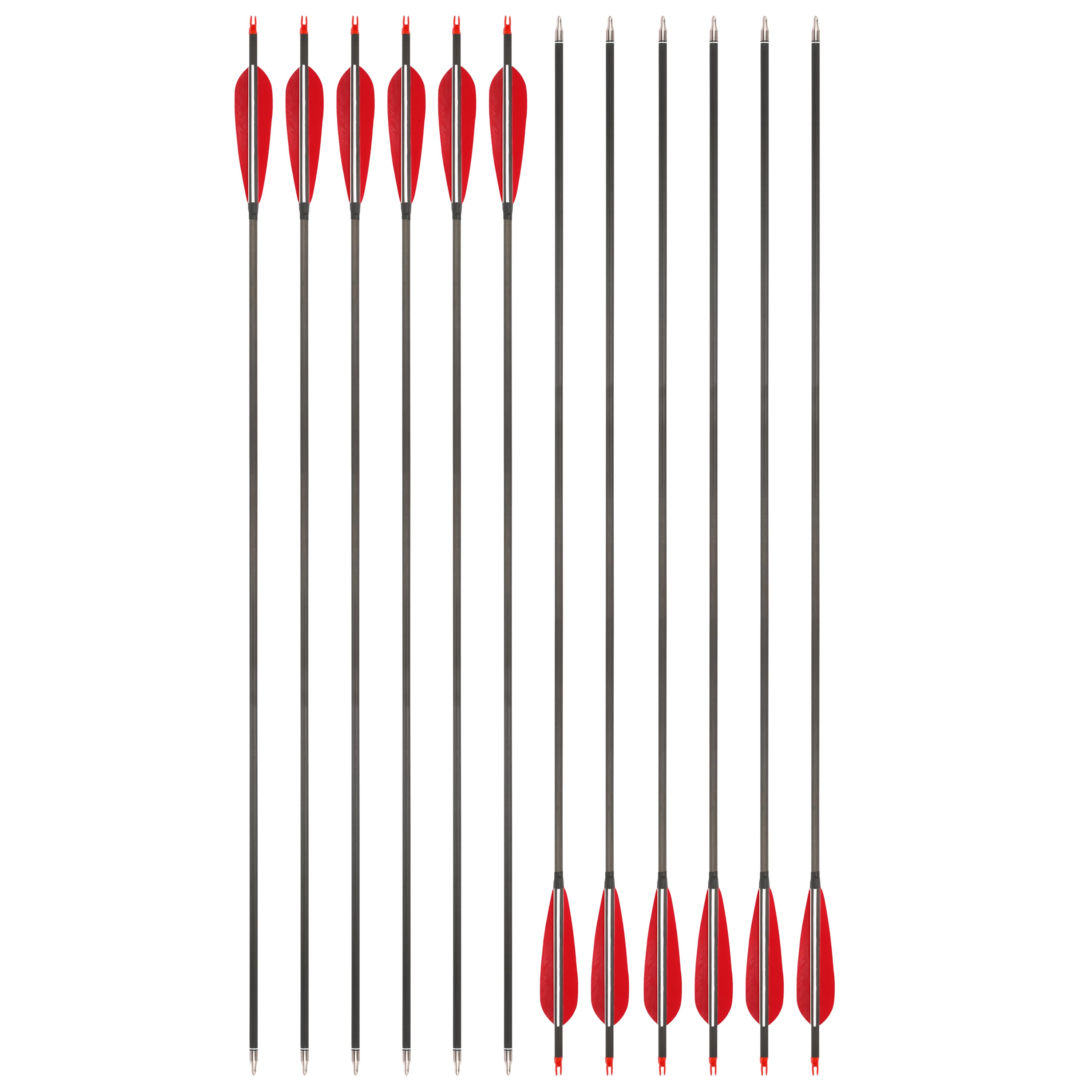35.5" Pure Carbon Arrows 5" Feather Fletched Traditional Archery
