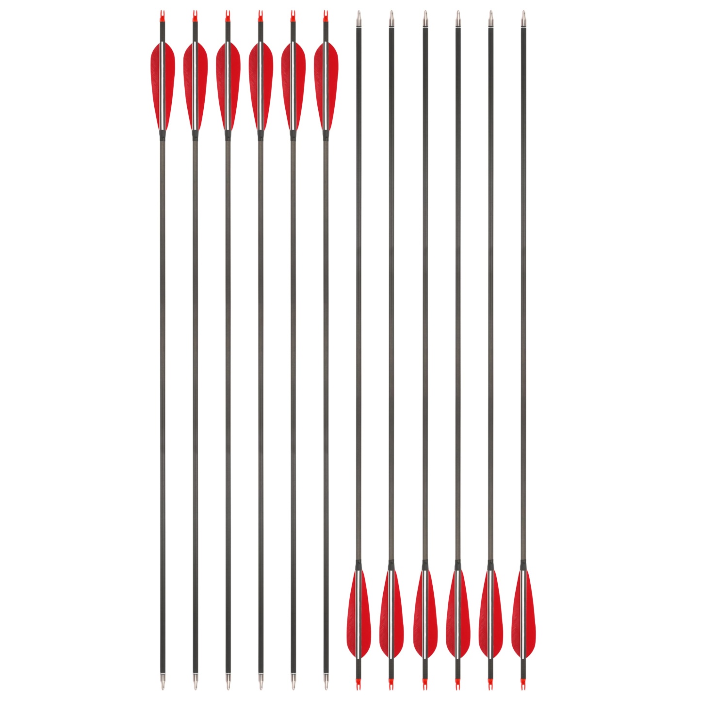 35.5" Pure Carbon Arrows 5" Feather Fletched Traditional Archery