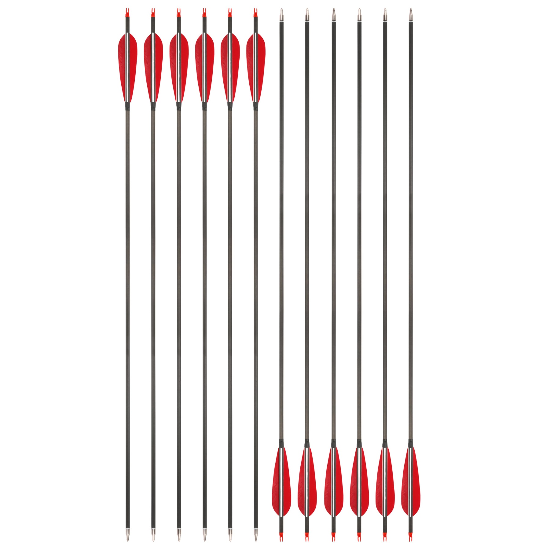 35.5" Pure Carbon Arrows 5" Feather Fletched Traditional Archery