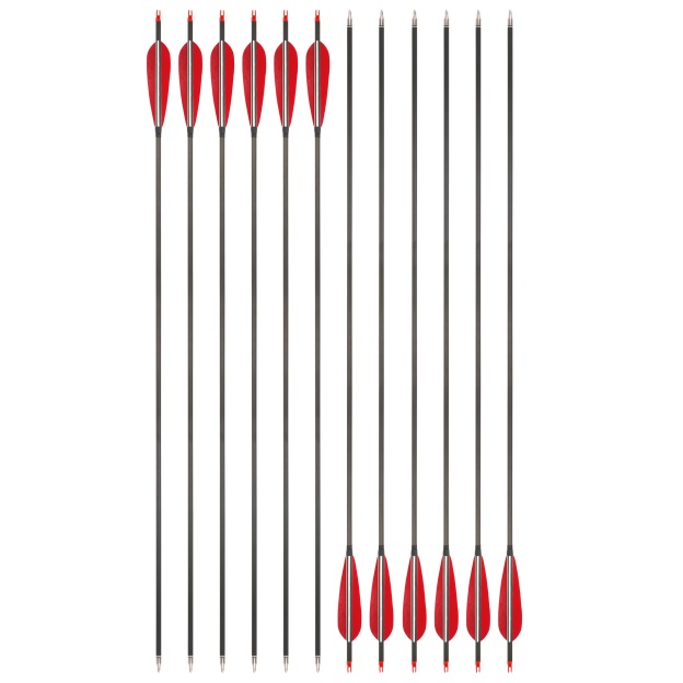 35.5" Pure Carbon Arrows 5" Feather Fletched Traditional Archery
