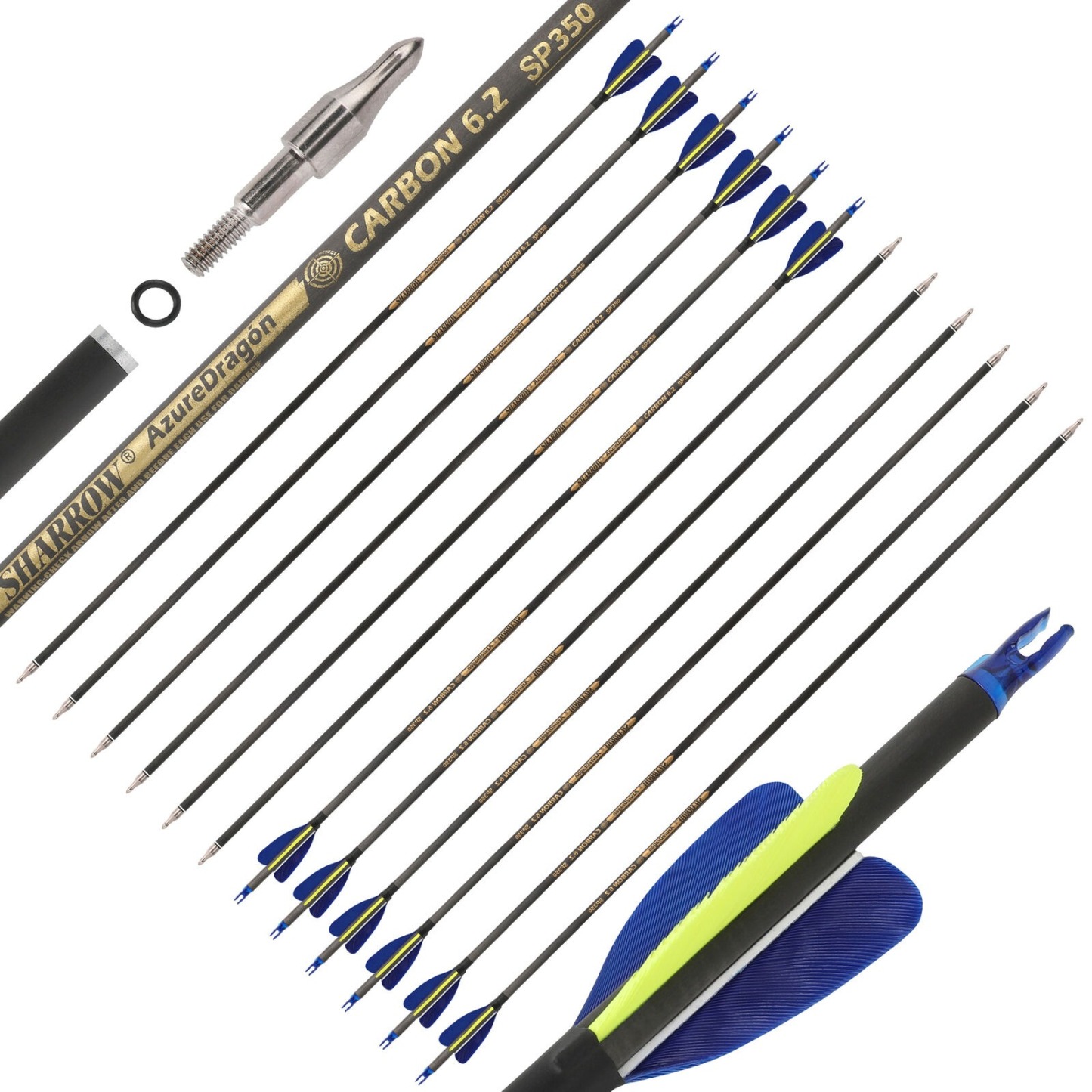 Hunting Fletched Arrows Pure Carbon Feather Spine 300-600 ID6.2mm 