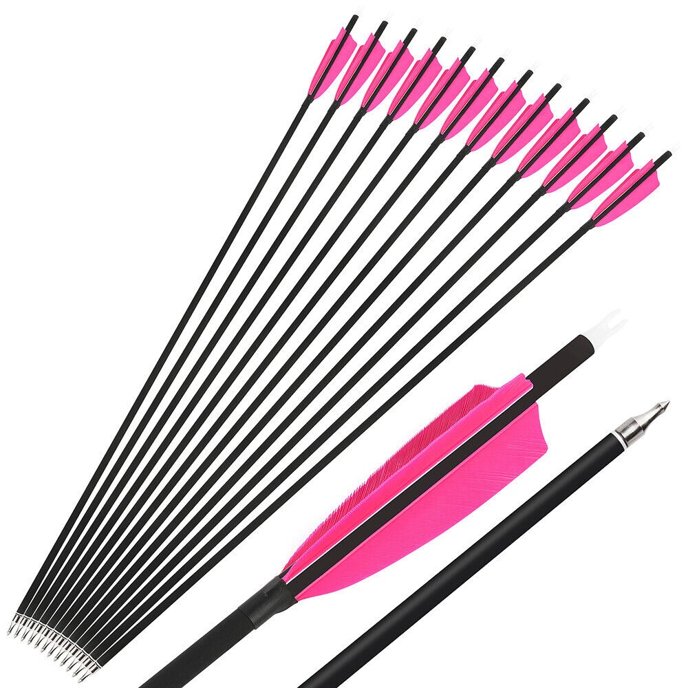 US 12 Pack 28/30/32 Inch Carbon Arrow Spine 500 for Compound/Recurve