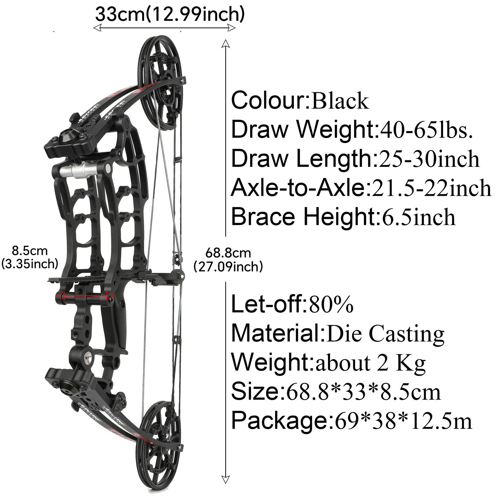 Junxing M109KA Dual-Use Compound Bow 27'' Hunting Steel Ball