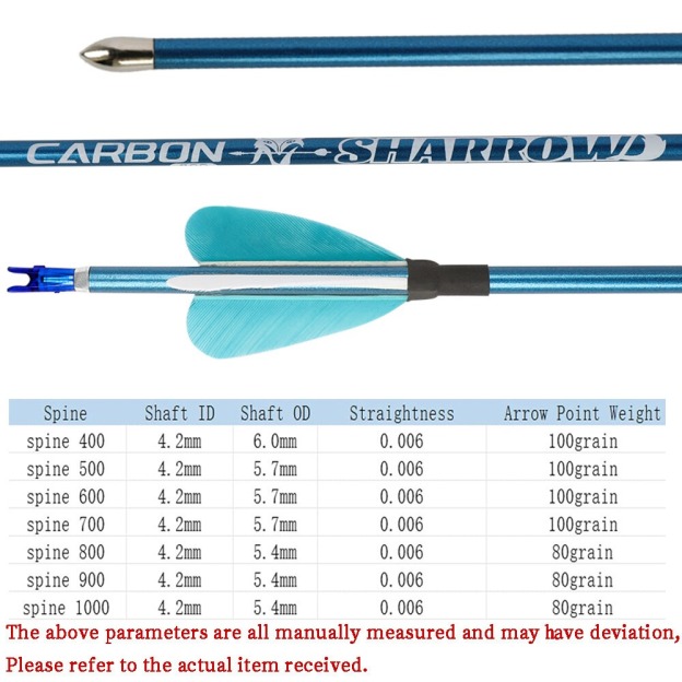 Target Arrows Pure Carbon 400-1000 Spine ±0.006" Turkey Feather 