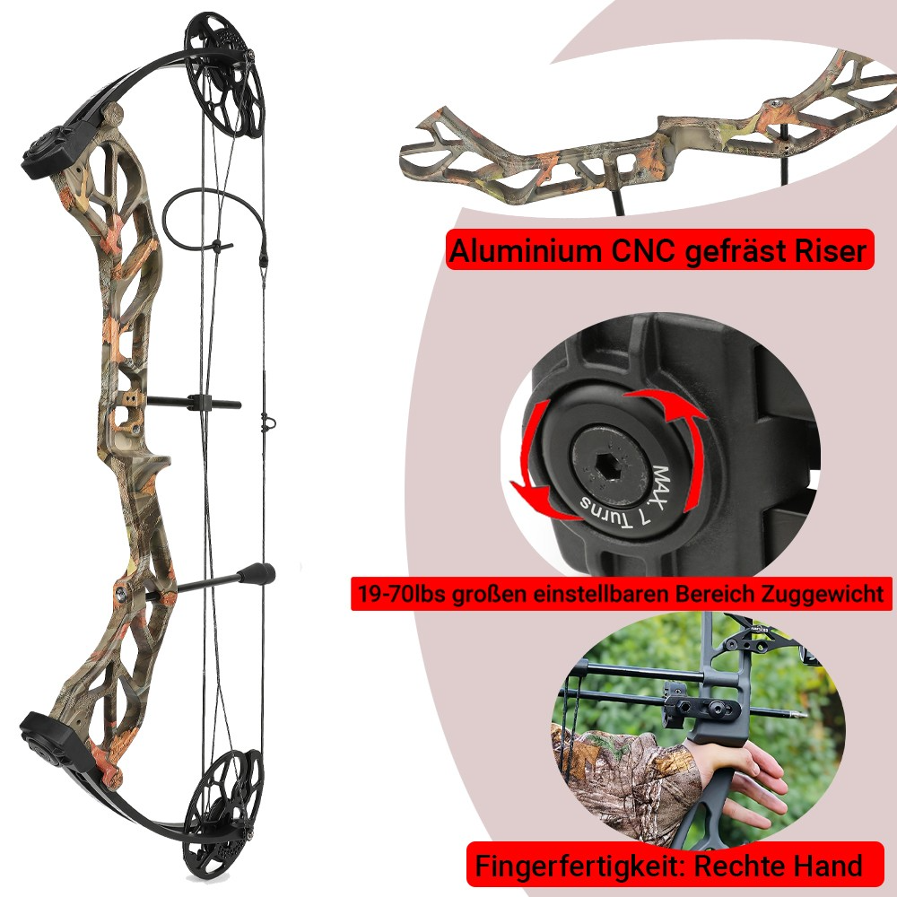 E8 Compound Bow 70lb Hunting Arrow Set