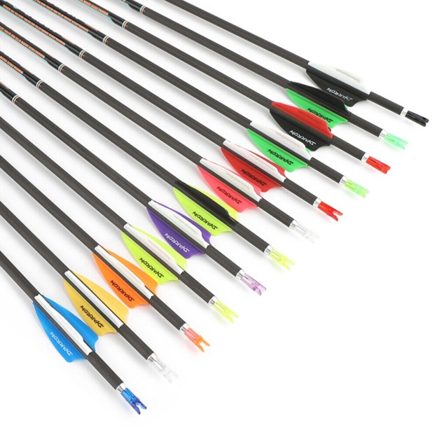 Pure Carbon Arrows 32 inch SP300-1000 Vanes .003" Recurve Compound Bow