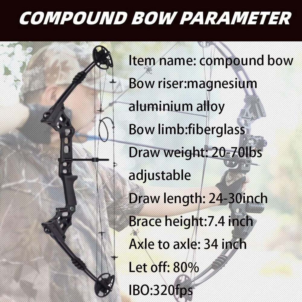 JUNXING Dragon X8 Compound Bow Set Hunting Fishing Arrow Kit 20-70 lbs