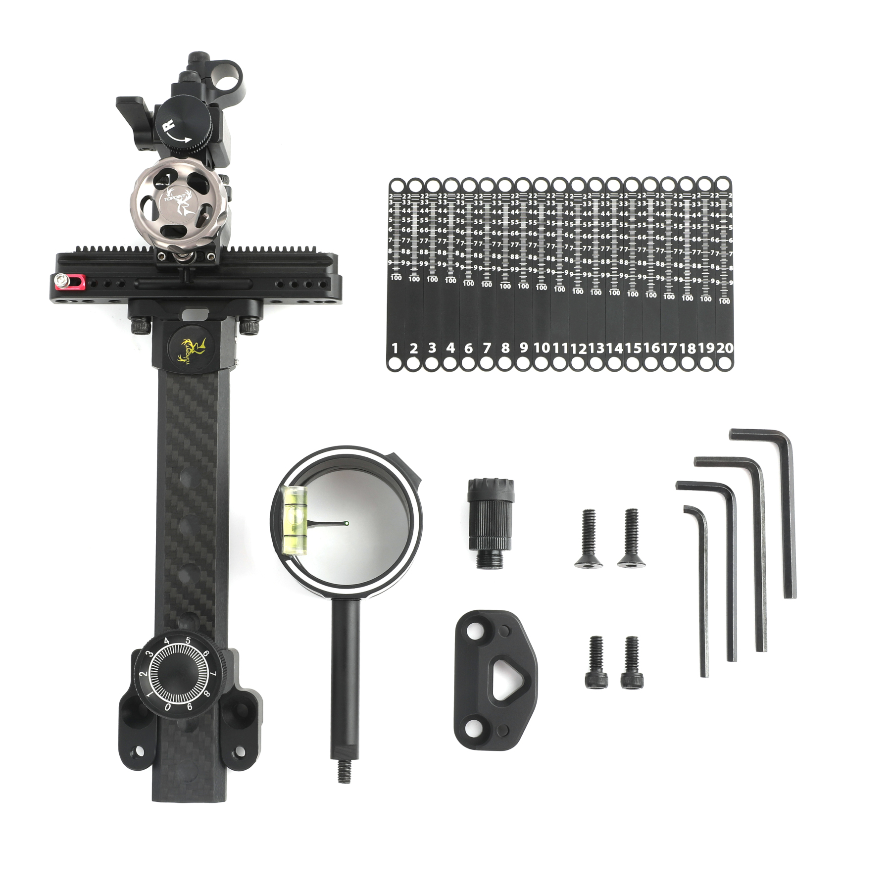 Topoint TX9610 Hunting Compound Bow Sight 1-Pin CNC Carbon Adjustable