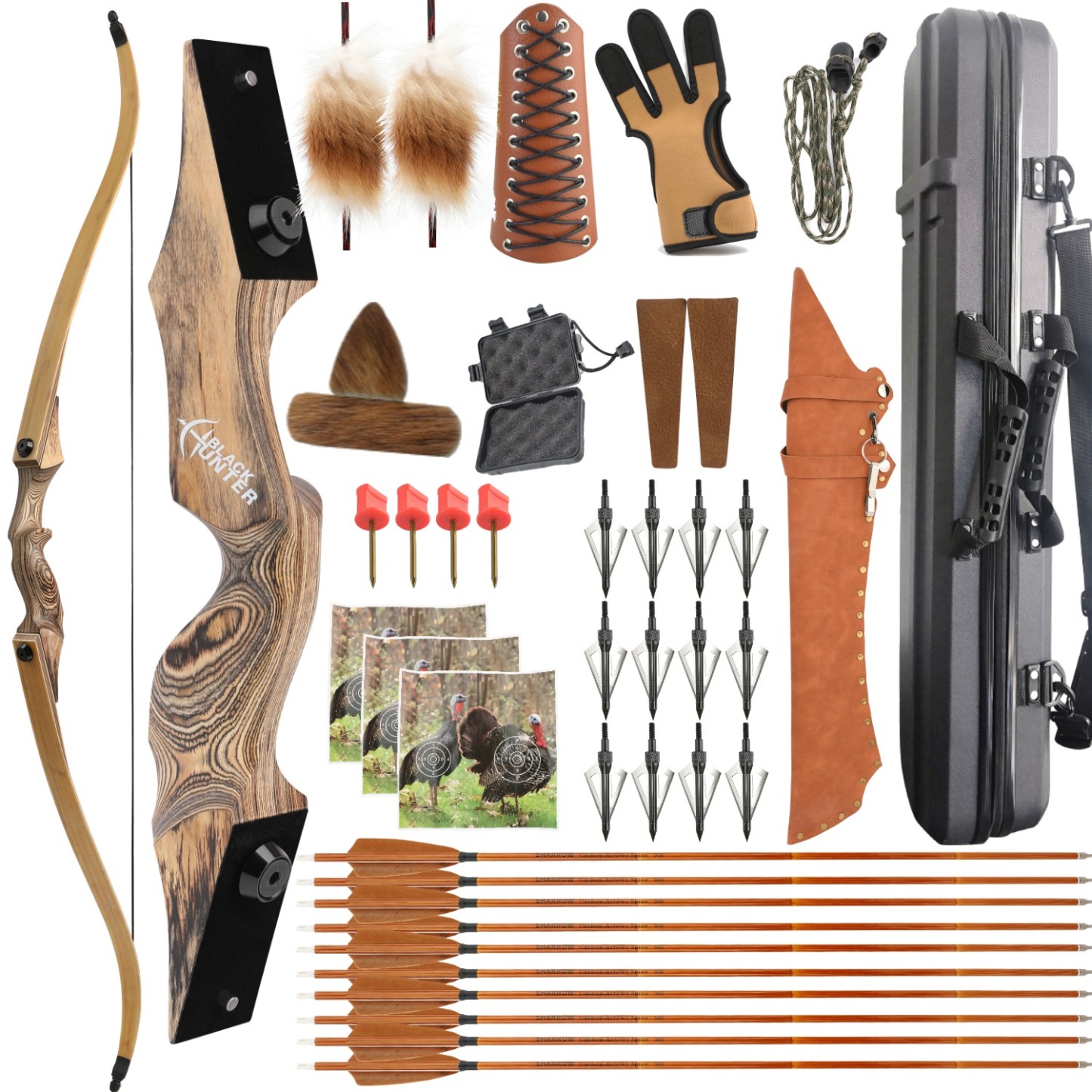 BLACK HUNTER Recurve Bow Set 20-60lbs RH/LH