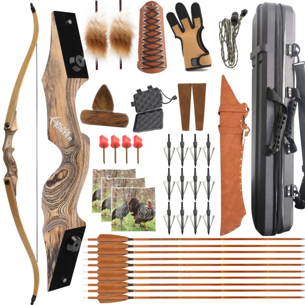 Black Hunter 60" Hunting Takedown Recurve Bow Set 20-60lbs LH RH