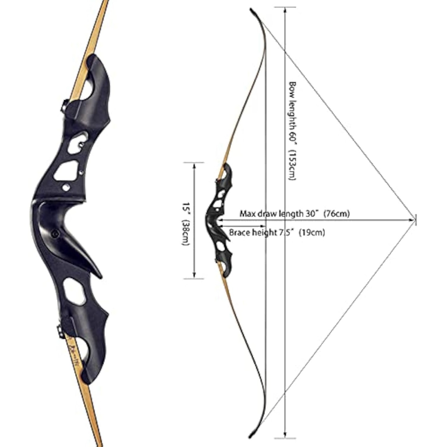Black Hunter Takedown Recurve Bow Kit 60" Beginner Hunting