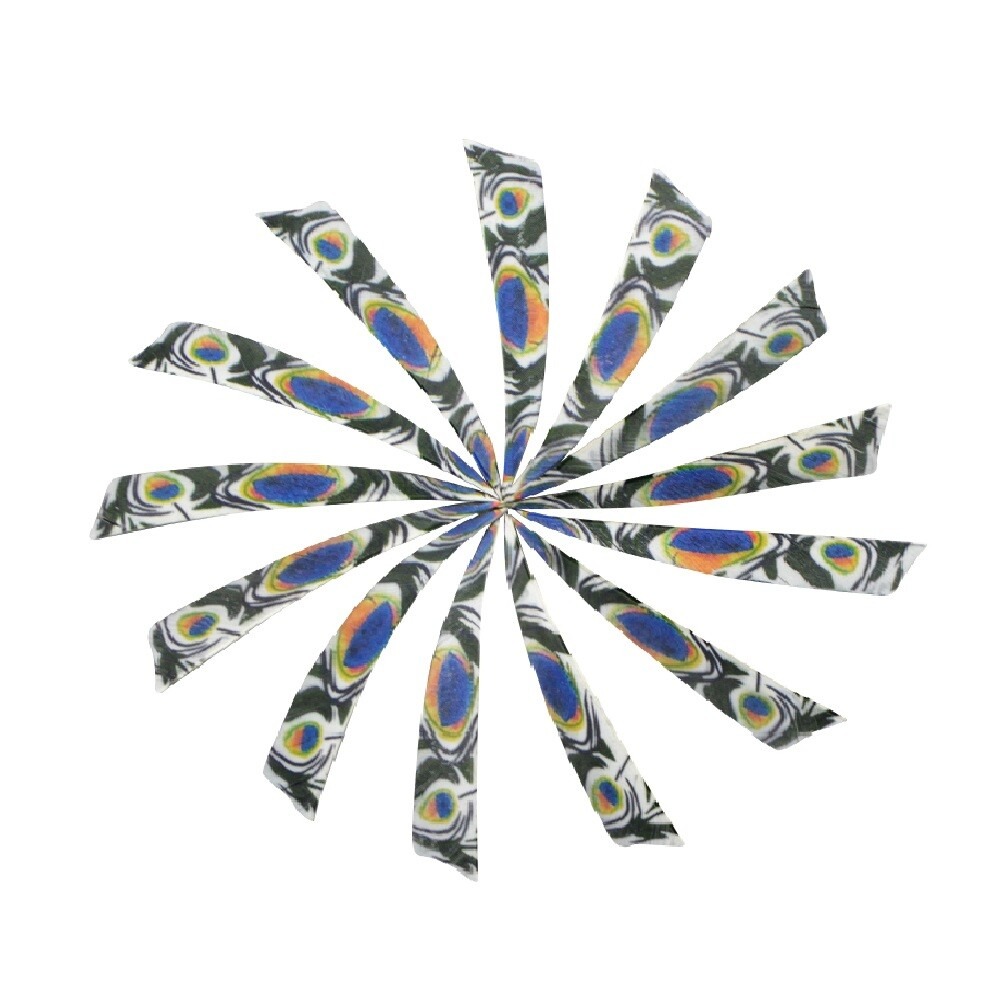 4" Arrow Fletches Peacock Color Natural Feather Fletching