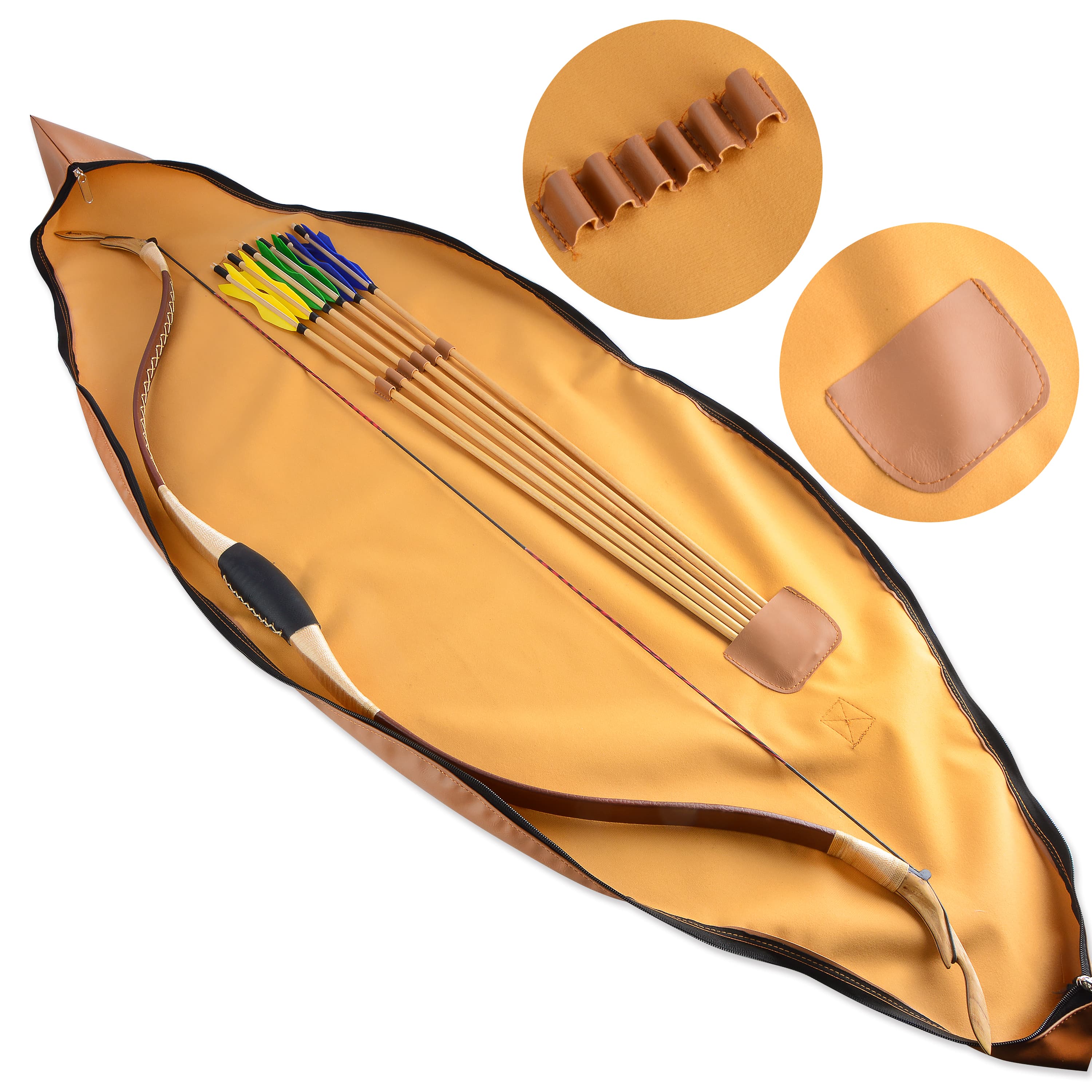 Traditional Recurve Bow Case PU Leather Protective Storage