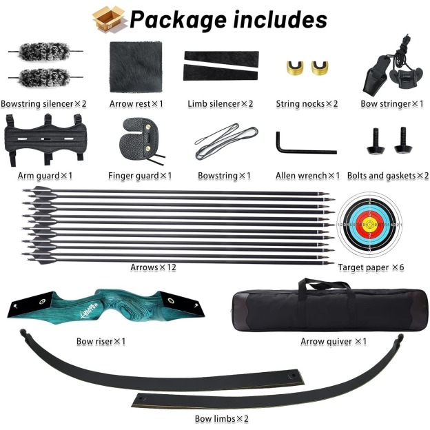 BLACK HUNTER Takedown Recurve Bow Hunting Adults Archery Set 60"