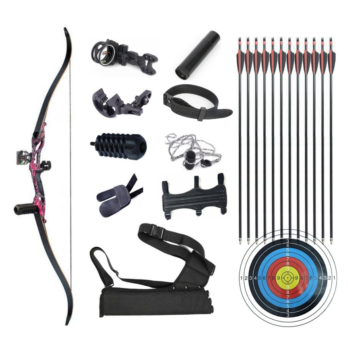 Junxing F179 Recurve Bow Set  56'' Takedown RH Target Hunting Beginner