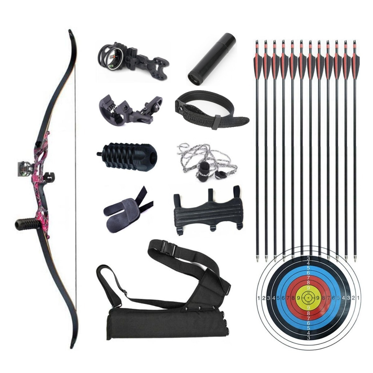 Junxing F179 Recurve Bow Set  56'' Takedown RH Target Hunting Beginner