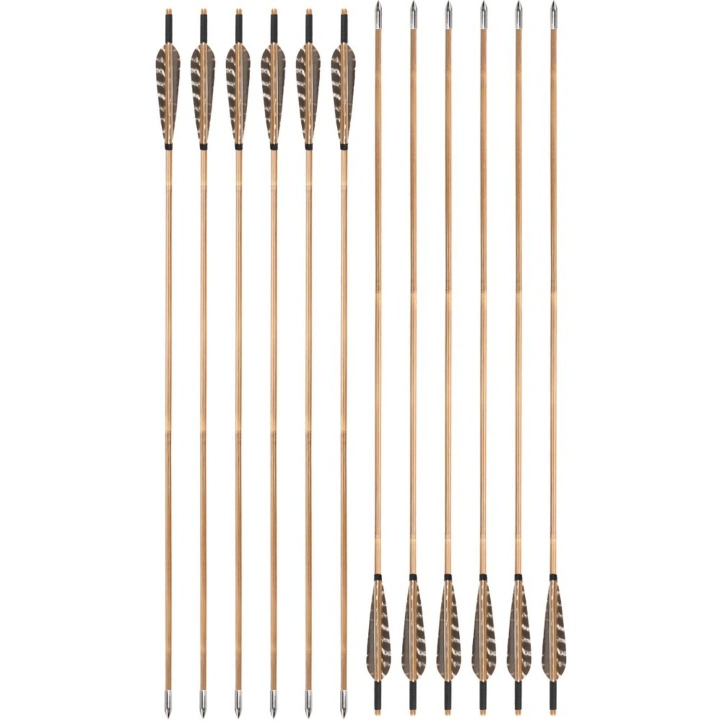 Traditional Archery Bamboo Arrows with Field Points 5" Turkey Feather