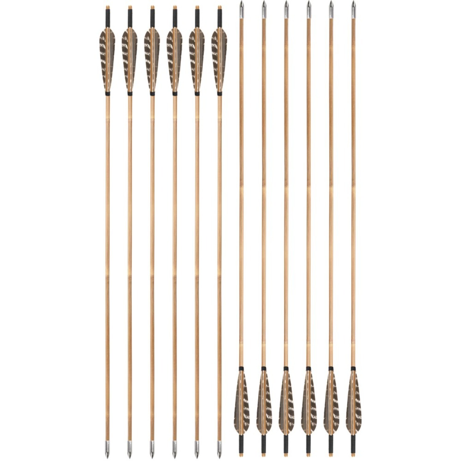 Traditional Archery Bamboo Arrows with Field Points 5" Turkey Feather