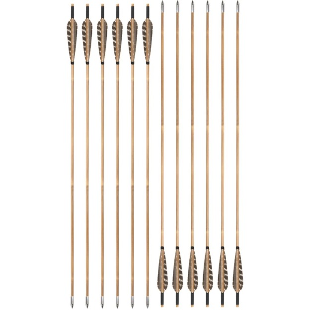 Traditional Archery Bamboo Arrows with Field Points 5" Turkey Feather