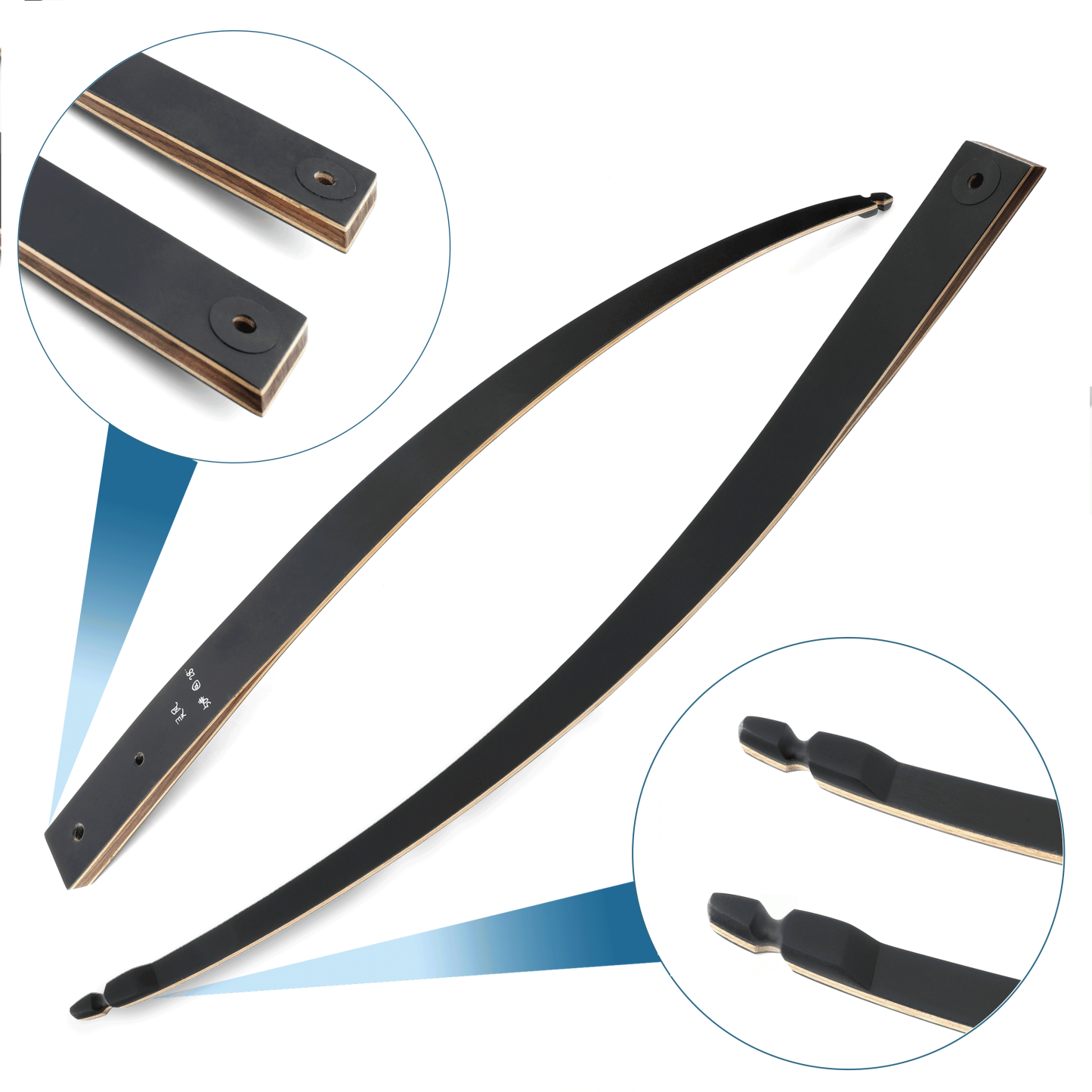 Black Hunter Longbow and Arrows Hunting Set 60" 20-60lbs LH RH