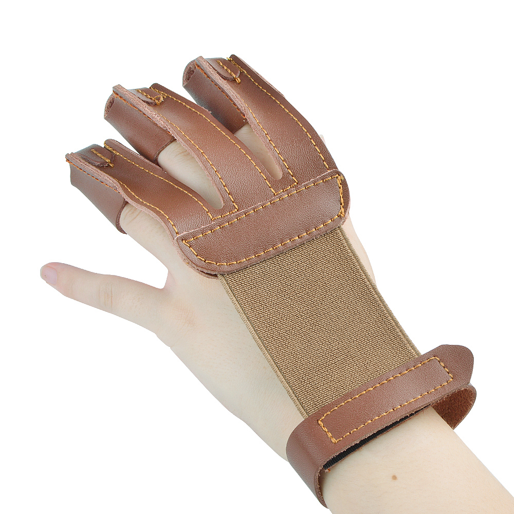 Three Finger Archery Glove Leather Tab Guard
