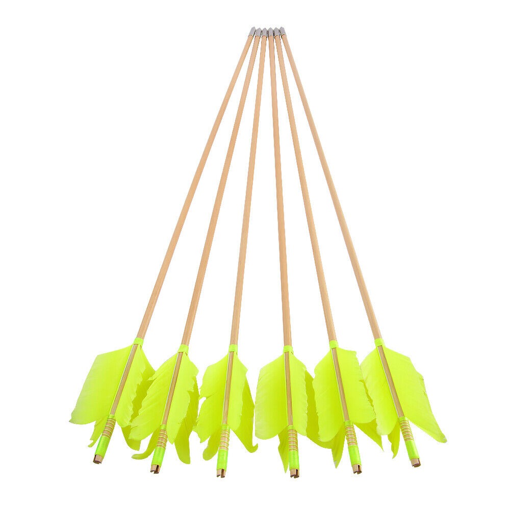 Archery Wooden Arrows Flu-Flu 32" Feathers Traditional Longbow Target