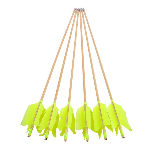 Archery Wooden Arrows Flu-Flu 32" Feathers Traditional Longbow Target