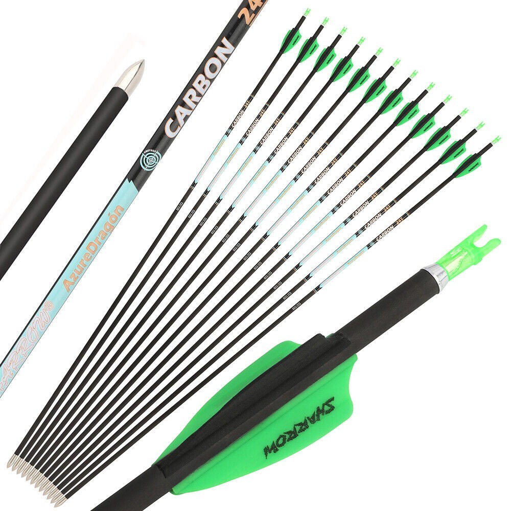 Pure Carbon Arrows 32 inch SP300-1000 Vanes .003" Recurve Compound Bow