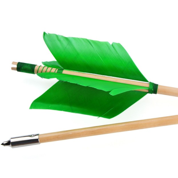 Archery Wooden Arrows Flu-Flu 32" Feathers Traditional Longbow Target