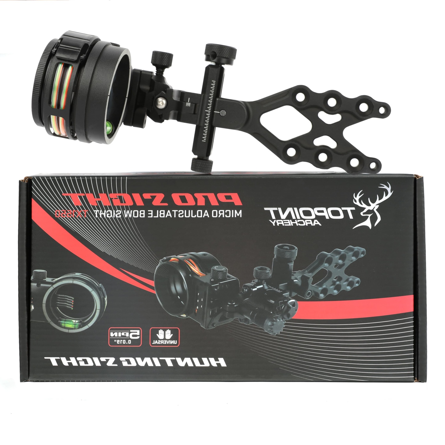 Topoint TX1550 Micro Adjustable Compound Bow Sight 5-Pin CNC Hunting