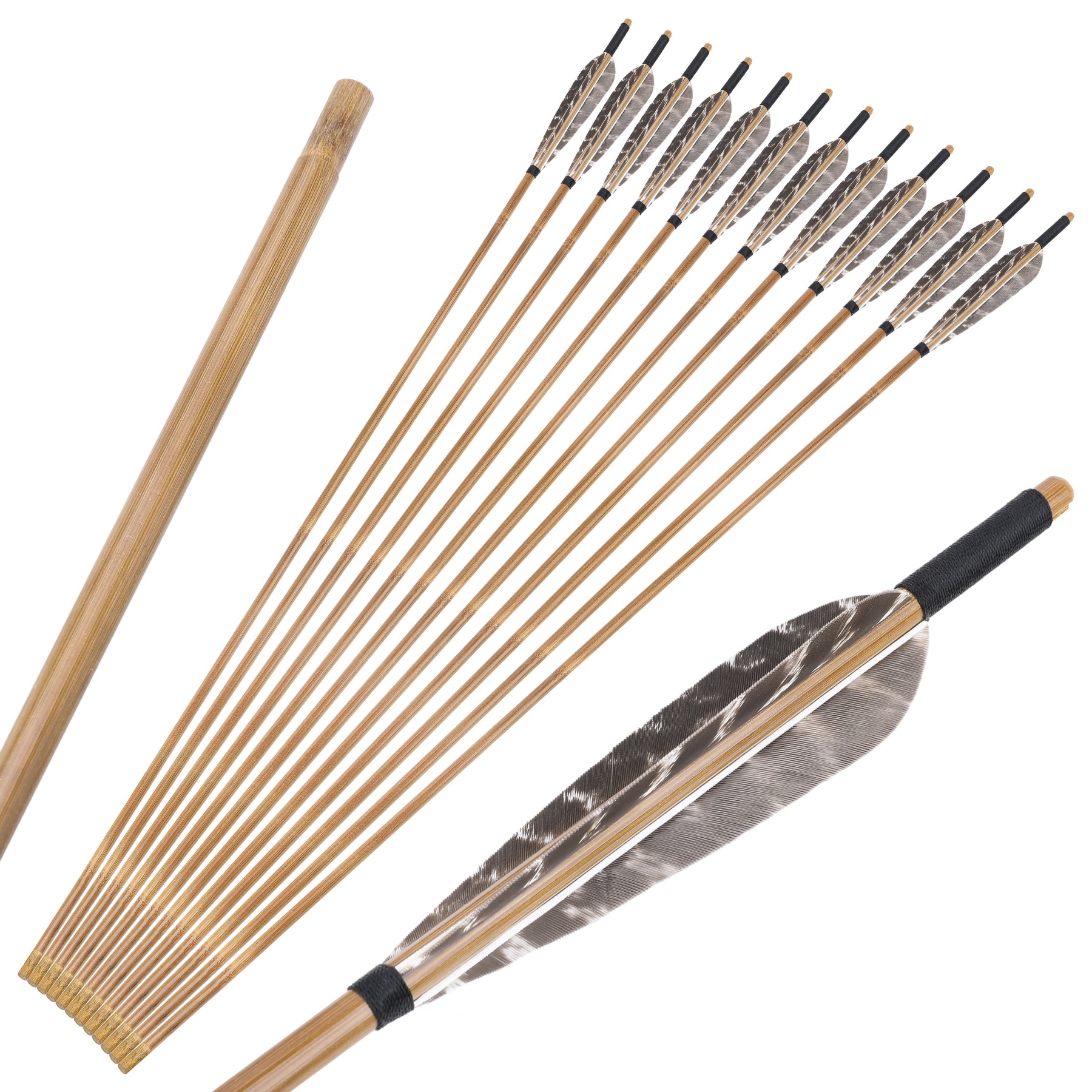 Bamboo Arrows for Traditional Bow 8mm Turkey Feather Longbow Hunting