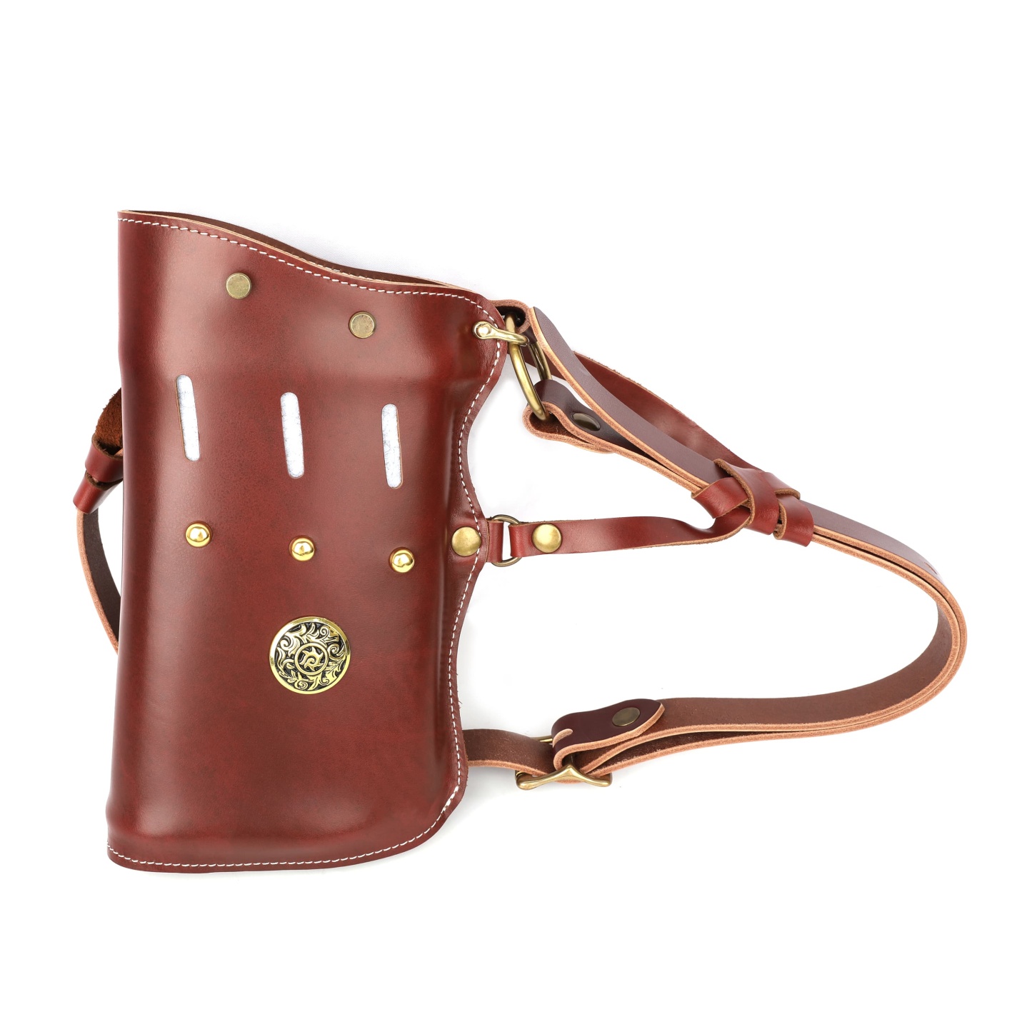 Traditional Horseback Archery Quiver Oil-Waxed Leather Arrow Holder