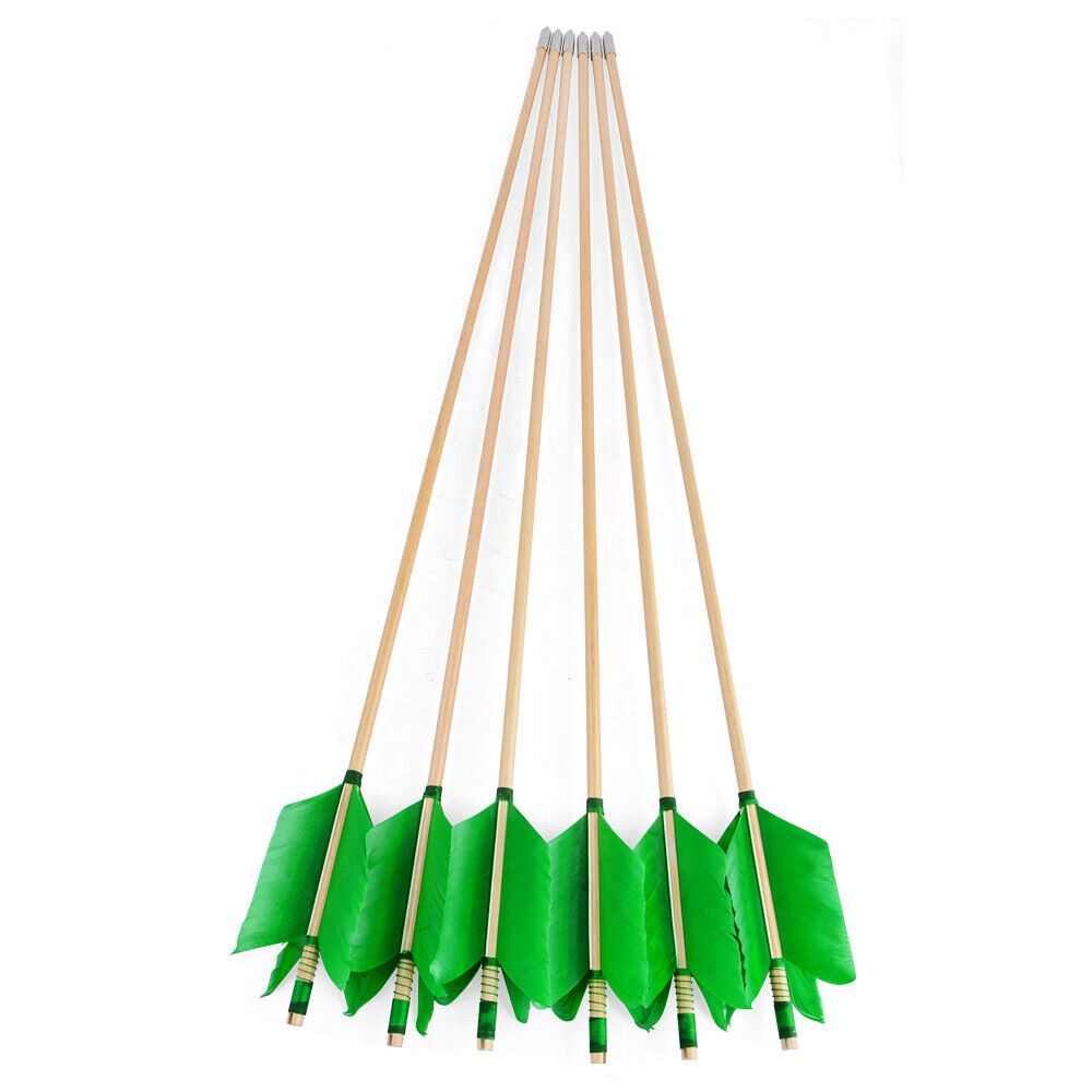 Archery Wooden Arrows Flu-Flu 32" Feathers Traditional Longbow Target