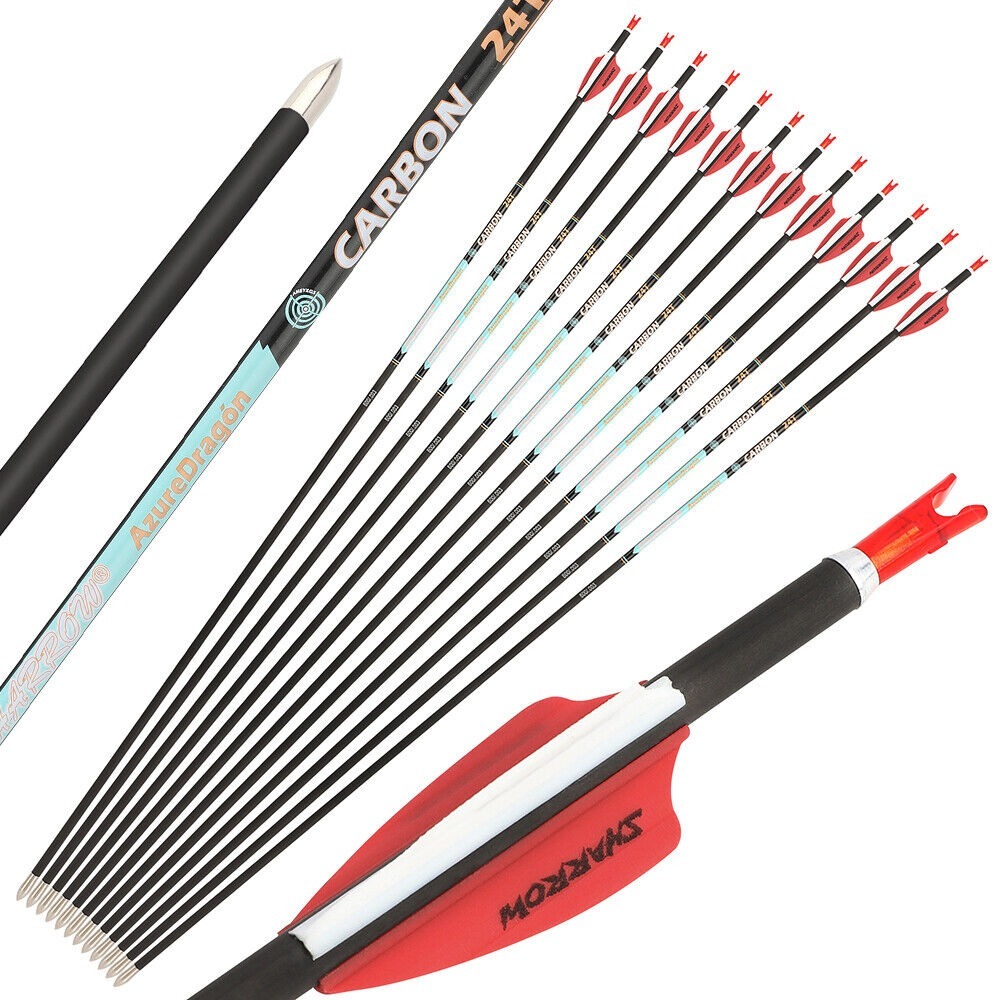 Pure Carbon Arrows 32 inch SP300-1000 Vanes .003" Recurve Compound Bow