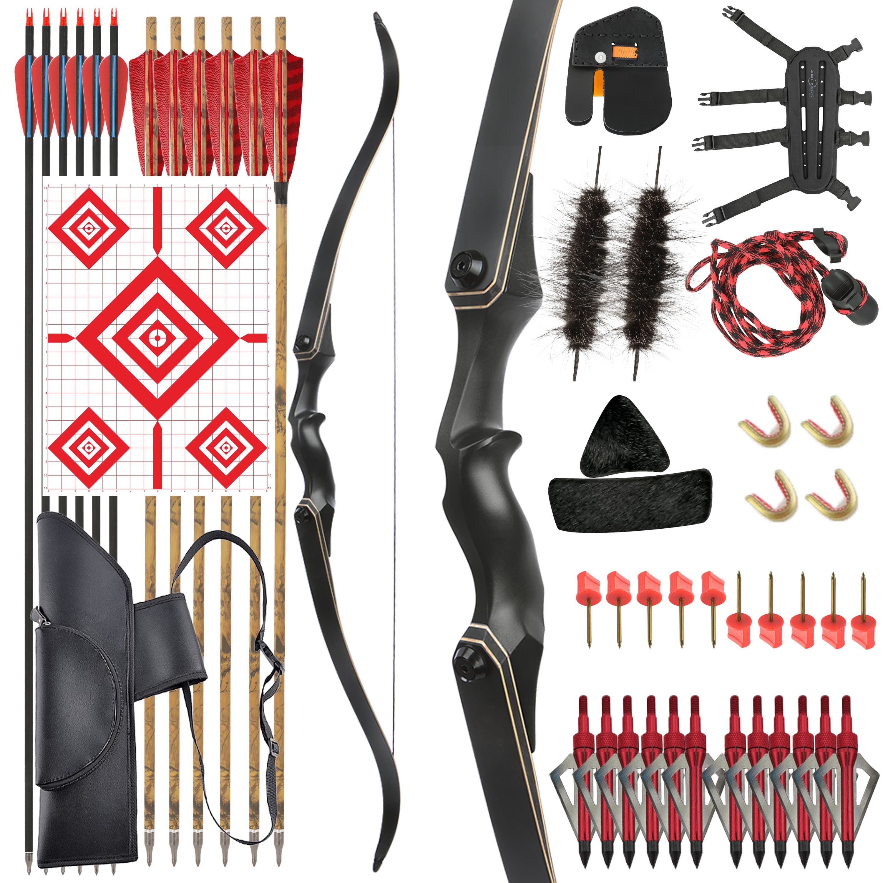 25-65lbs Recurve bow Arrow set Archery Shooting Target