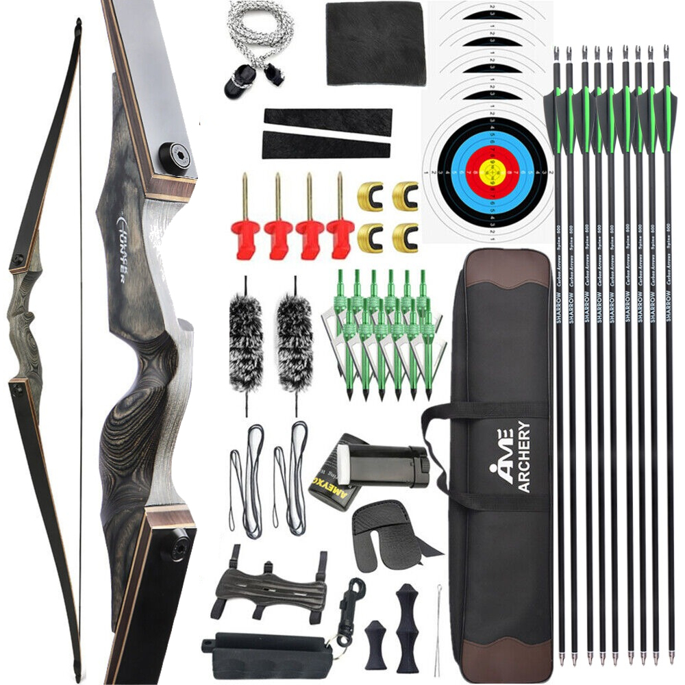 BLACK HUNTER Longbow American Hunting Bow 60" Takedown Target LH RH