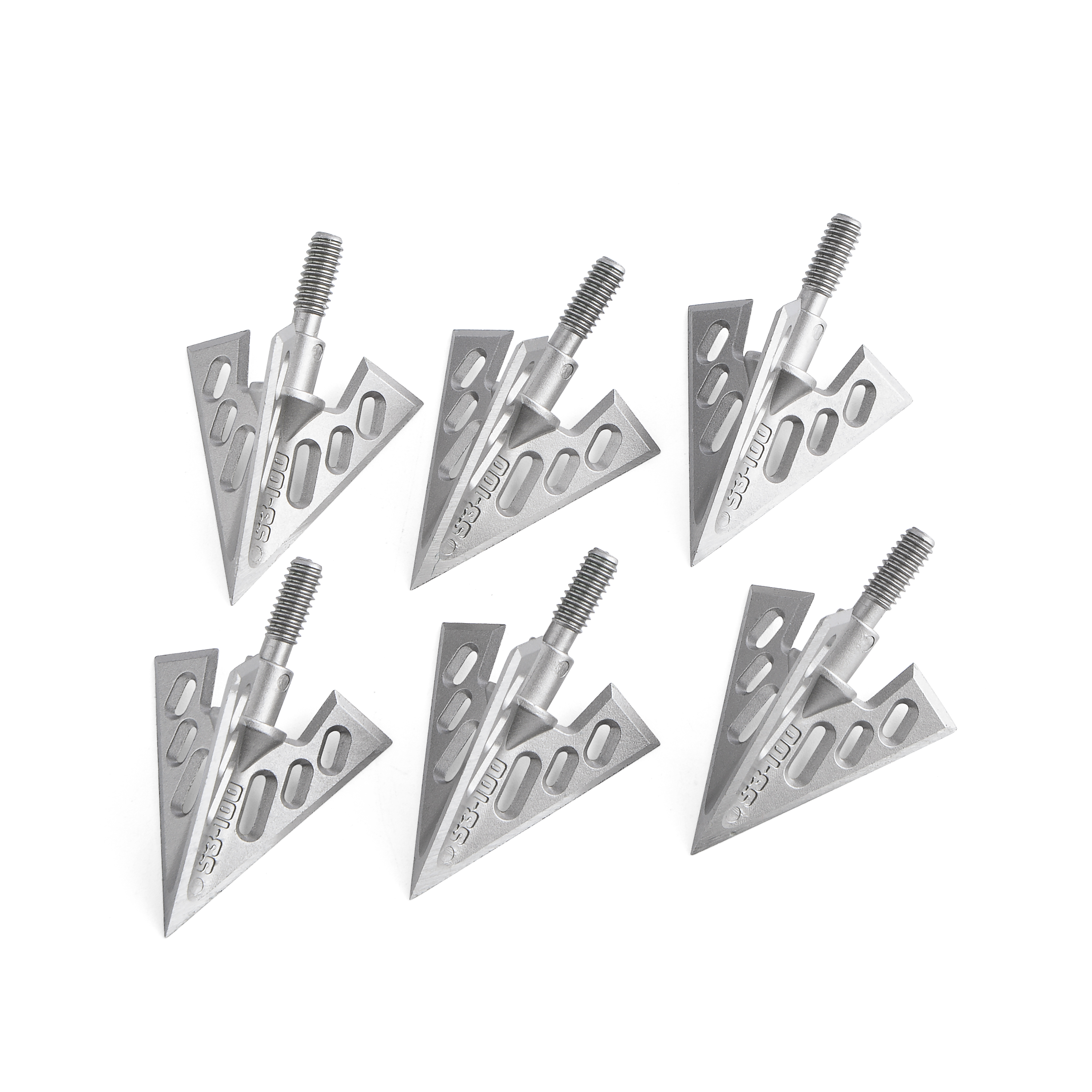 Universal Threaded Aluminum Arrowheads 6pcs - 40mm, 26mm Diameter, Laser Engraved