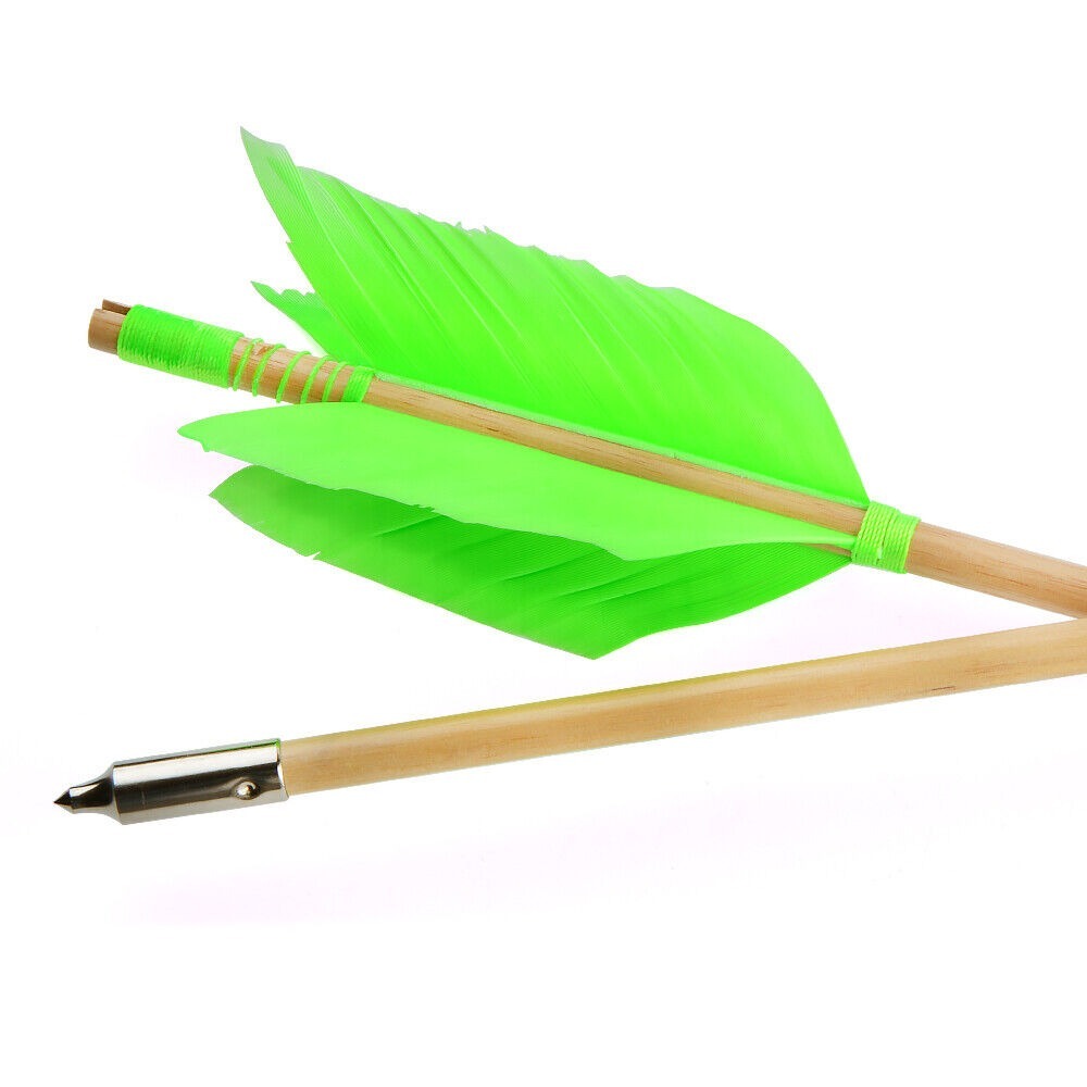 Archery Wooden Arrows Flu-Flu 32" Feathers Traditional Longbow Target