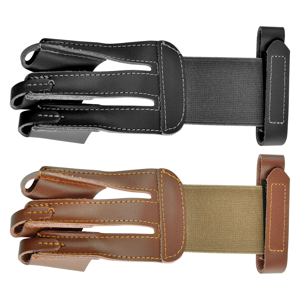 Three Finger Archery Glove Leather Tab Guard