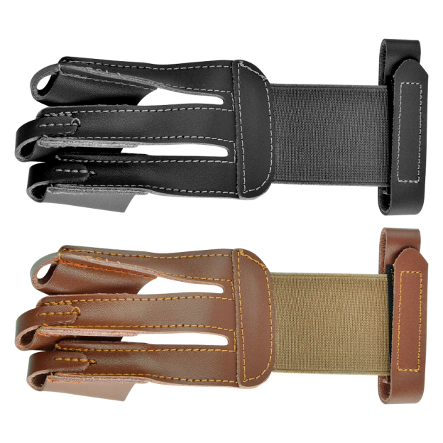 Three Finger Archery Glove Leather Tab Guard