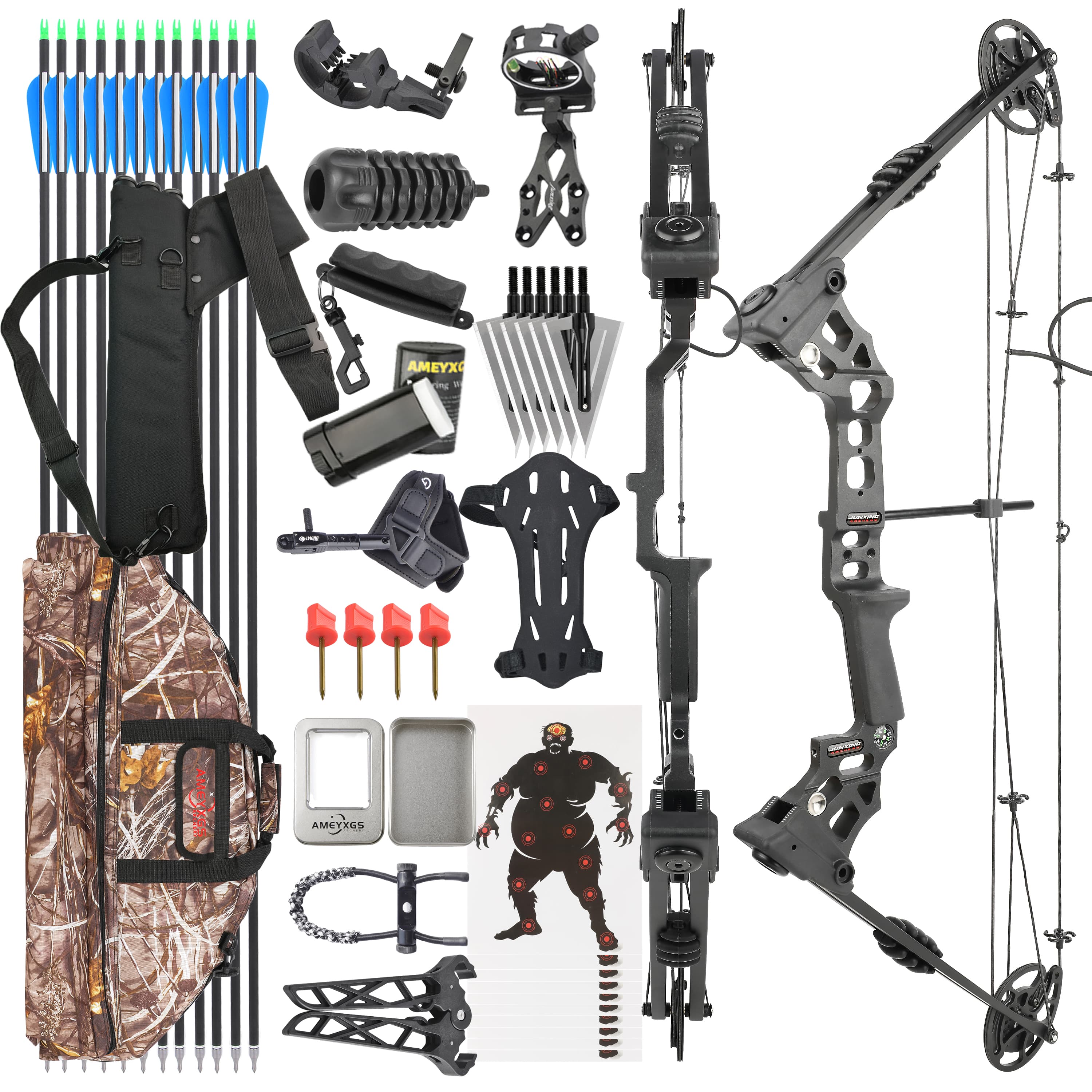 Hunting 20-70lbs Compound Bow Set Archery RH LH Let-off 80%