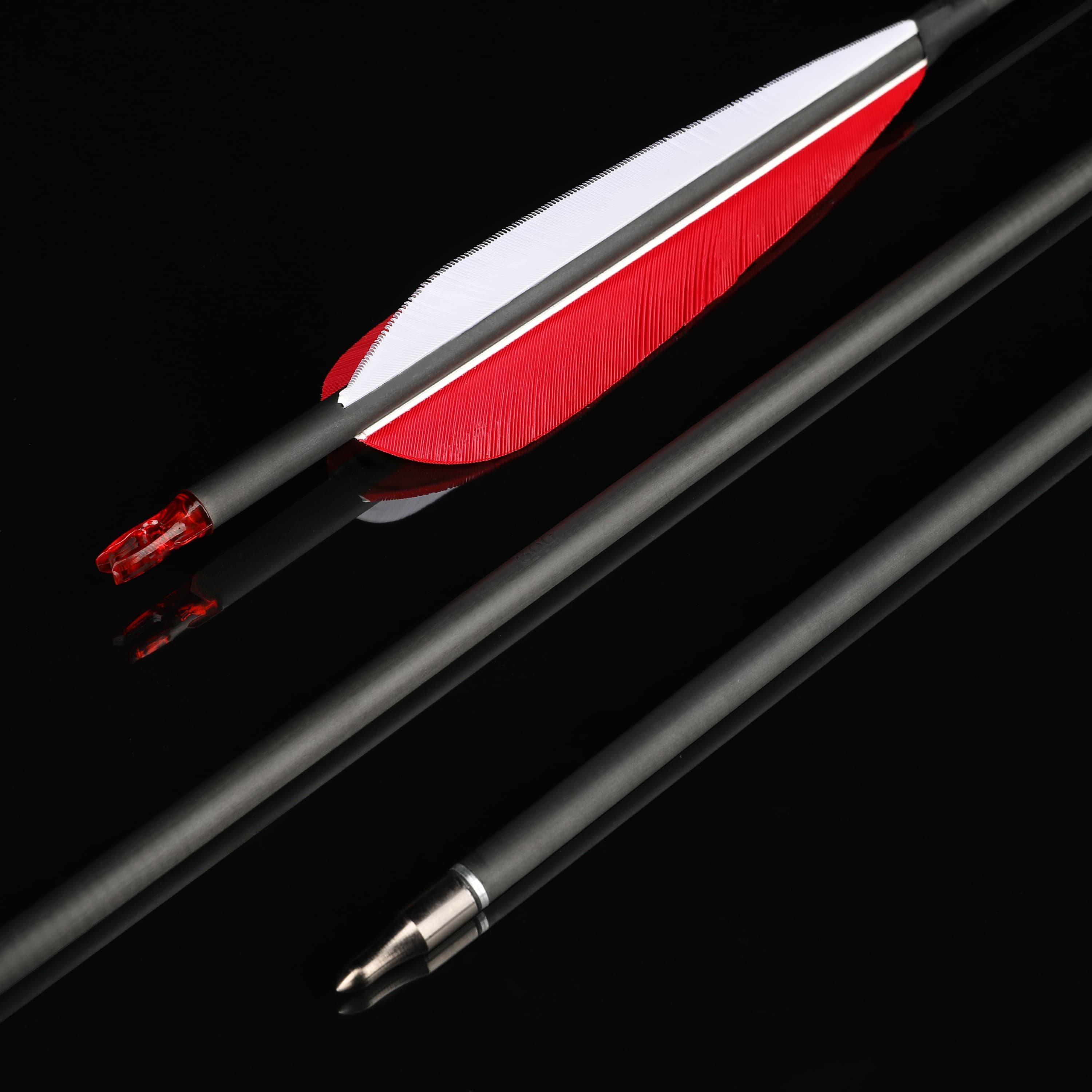 35.5" Pure Carbon Arrows 5" Feather Fletched Traditional Archery